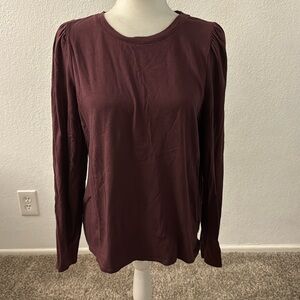 Madewell Long Sleeve Maroon Crew Neck Shirt